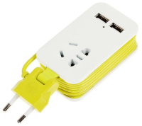 Удлинитель серии Travel, шнур 1,5м., 1 гнездо, б/з, 2USB*1,1A. S-CT1-1,5U WHITE/GREEN LM 